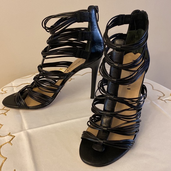Via Spiga women’s designer Italian leather strappy heeled sandals black 9.5 🌹 - Picture 3 of 11